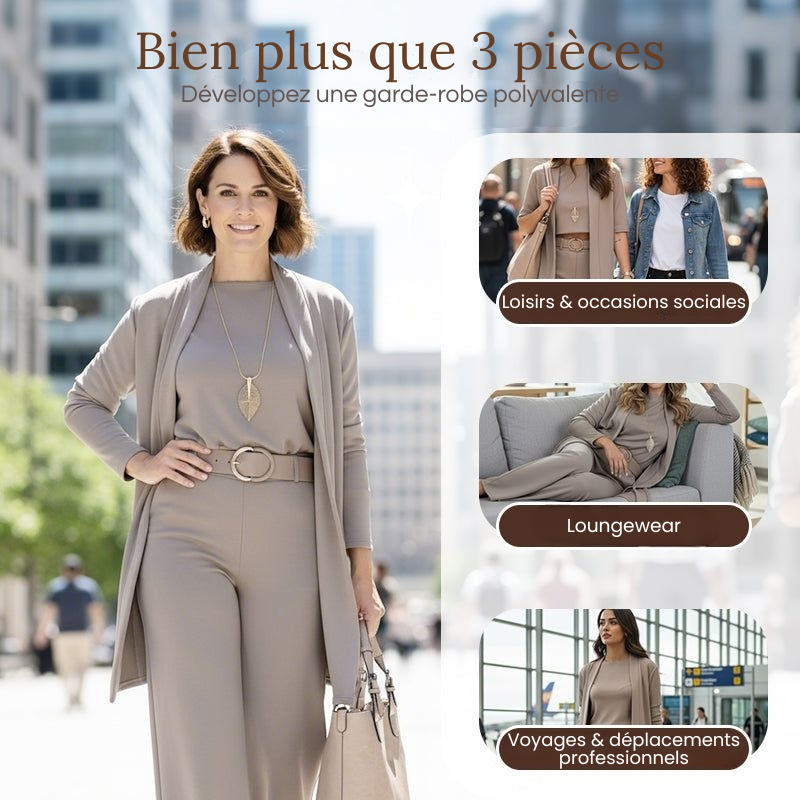 Elena – Women's Elegant 3-Piece Set (Jacket, Top & Trousers)