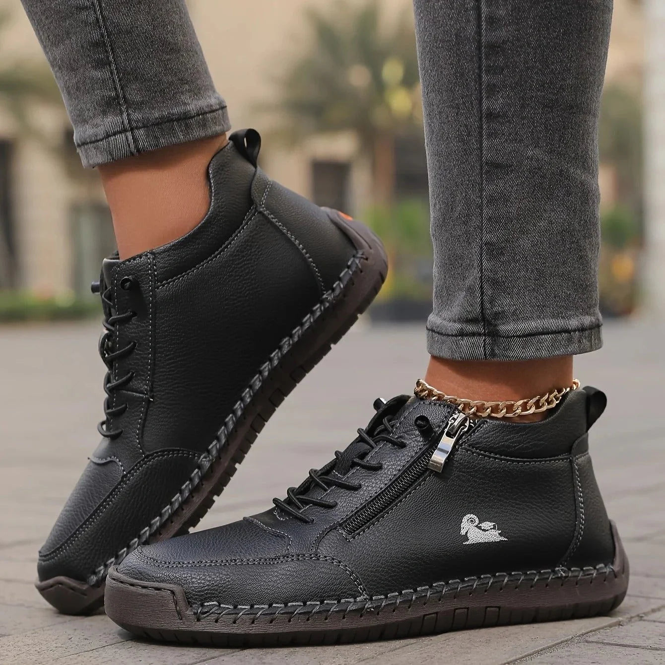 Comfortable Leather Ankle Boots with Zip – Mavie