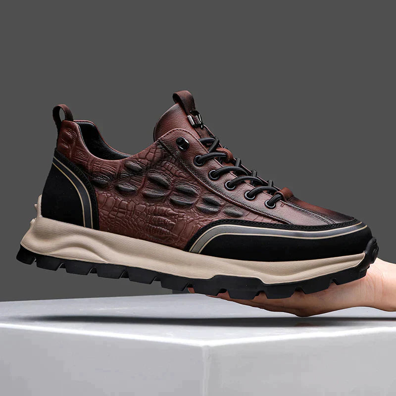 Men's Textured Leather Sneakers - Classy