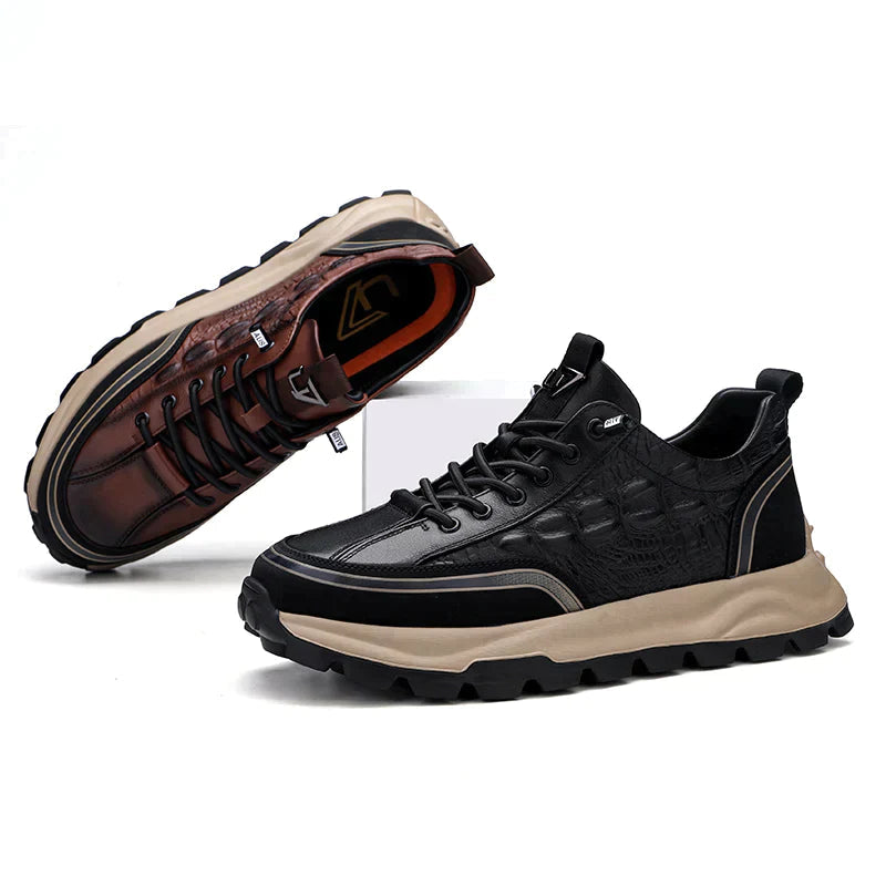 Men's Textured Leather Sneakers - Classy