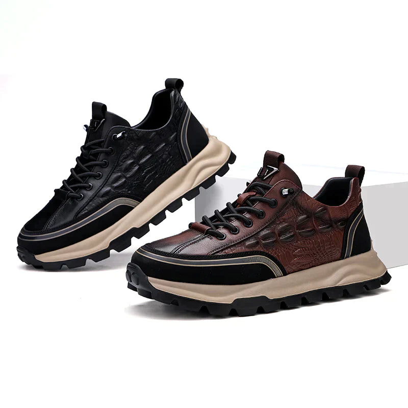 Men's Textured Leather Sneakers - Classy