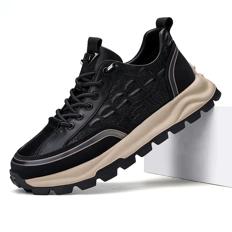 Men's Textured Leather Sneakers - Classy