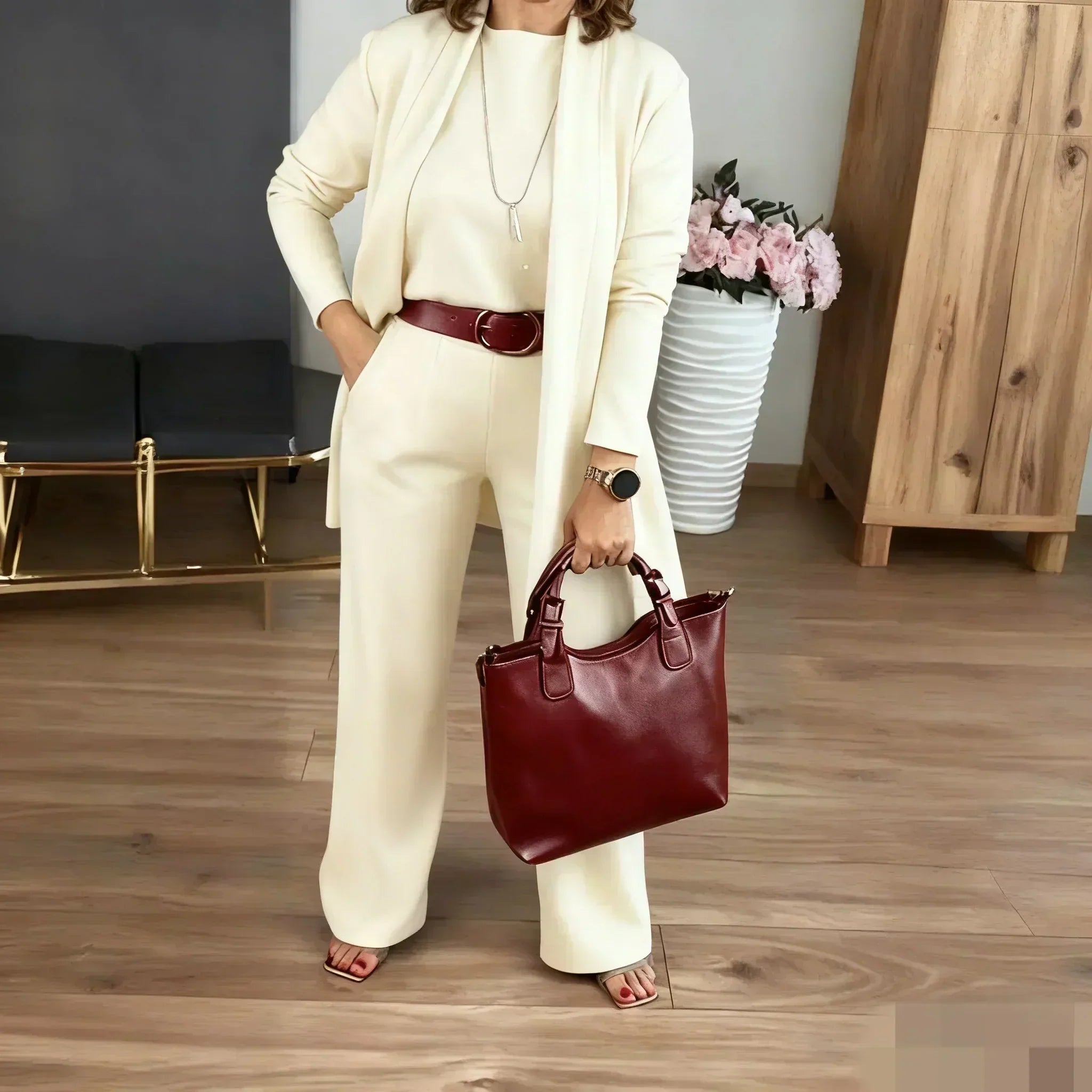 Elena – Women's Elegant 3-Piece Set (Jacket, Top & Trousers)