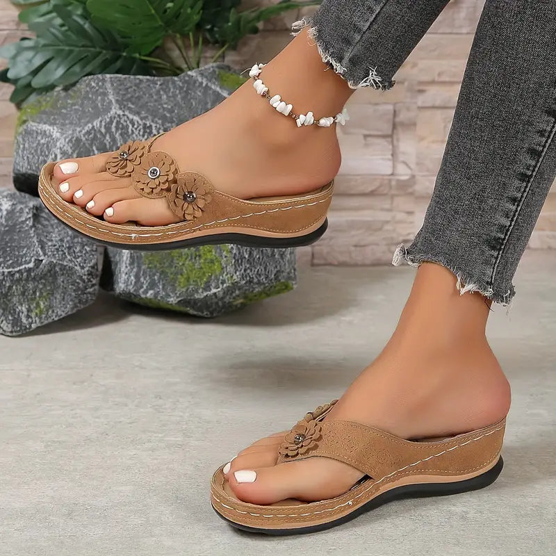 Chaussons Confort Femme - Fleurs