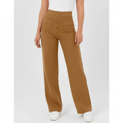 High-Waist Stretch Trousers with Side Pockets - Sophie
