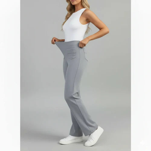 High-Waist Stretch Trousers with Side Pockets - Sophie