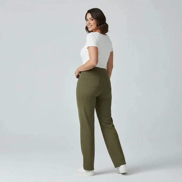 High-Waist Stretch Trousers with Side Pockets - Sophie