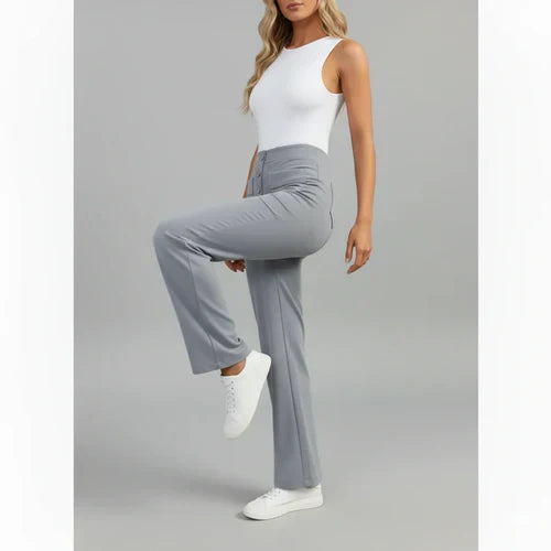 High-Waist Stretch Trousers with Side Pockets - Sophie