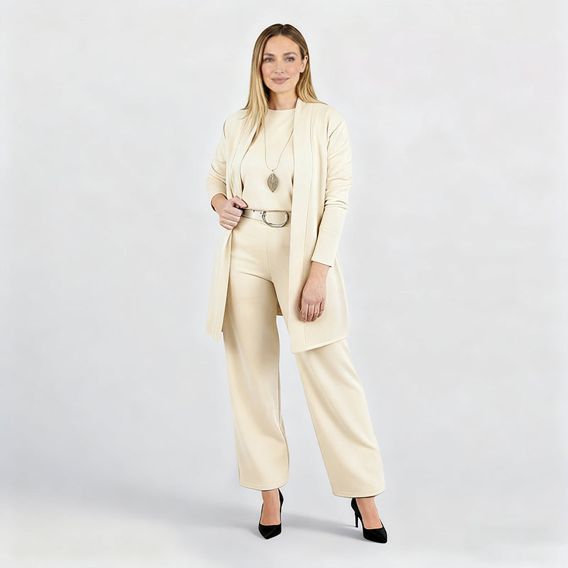 Elena – Women's Elegant 3-Piece Set (Jacket, Top & Trousers)