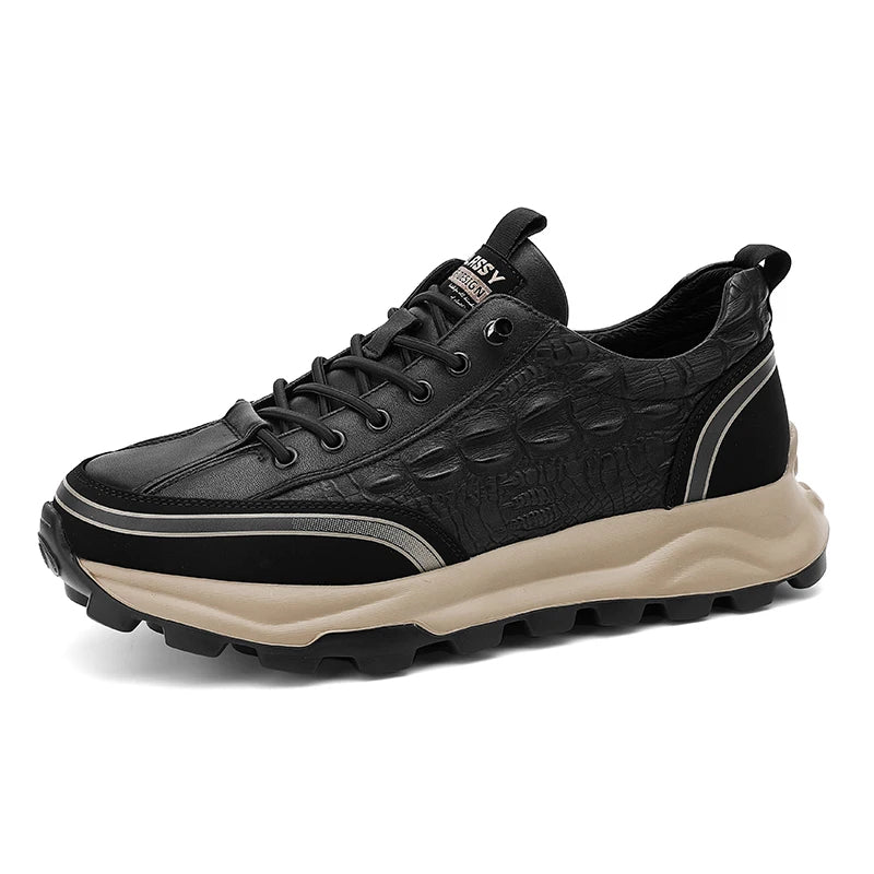Men's Textured Leather Sneakers - Classy
