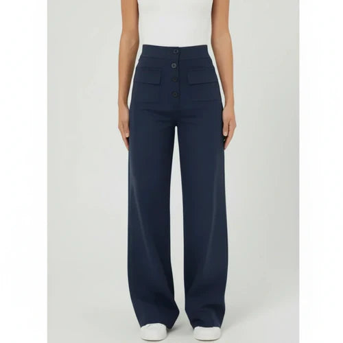 High-Waist Stretch Trousers with Side Pockets - Sophie